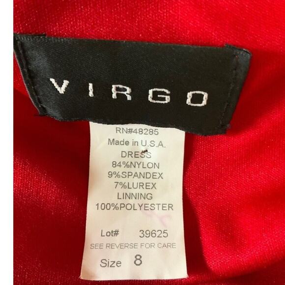 Vintage Virgo Dress Womens Size 8 Red Sparkly Christmas Valentines Maxi FauxWrap - Picture 9 of 9